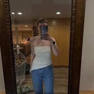 Urban Outfitters White Asymmetrical Tube Top